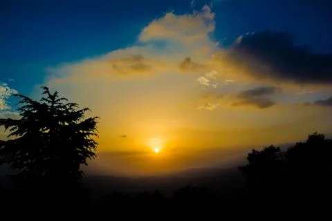Sunset view from the mountains of Lansdowne. Mountain Sunset view in Lansdo.. Stock Photos