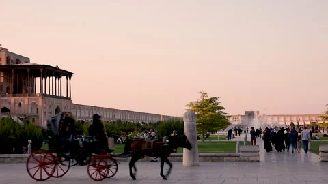 Sunset view of Naghsh-e Jahan Square or Shah Square at center of Isfahan Stock Footage 289600635