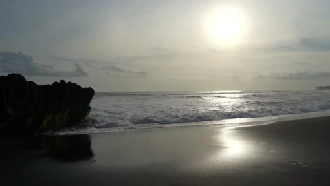 Sunset View near the beach with awesome calm waves Stock Footage 212545000