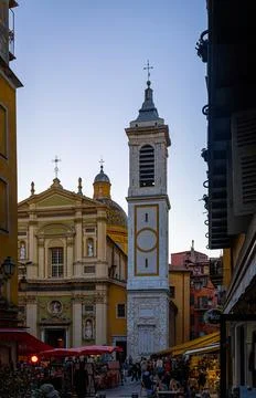 Sunset view of Nice, Nice, the capital of the Alpes-Maritimes department on.. Stock Photos