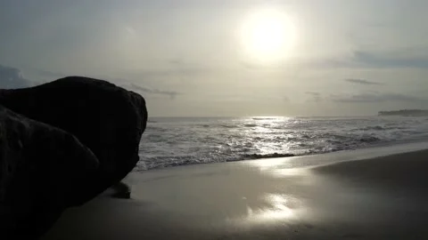 Sunset view of ocean at beach Stock Footage 212544869