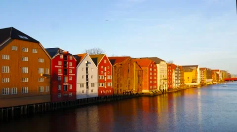 Sunset view of the Old Town pier architecture in Sodermalm district of Stockholm Stock Footage 64921420