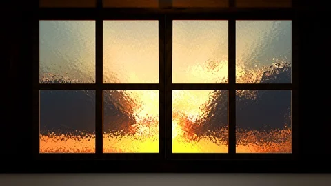Sunset view from the opened window Stock Footage 102449373