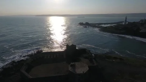 Sunset View from Ottoman and Byzantine Castle on the Black Sea in Istanbul Stock Footage 148889823