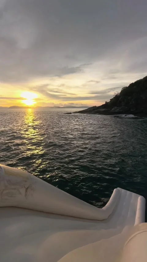 Sunset View Over Calm Ocean Ocean from Yacht or Boat Stock-Footage 341007977