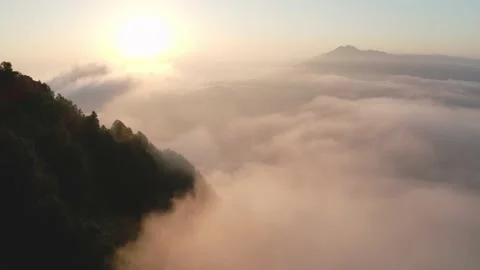 Sunset view over heavy white clouds in ,mountain Stock Footage 208926434