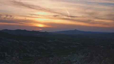 Sunset View Over Kızılçukur Valley, Cappadocia, Turkey Stock Footage 332516463