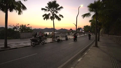 Sunset view over Labuan Bajo harbor from Puncak Waringin Stock Footage 341272593