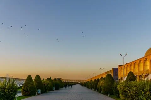 Sunset view over Naqsh-e Jahan Square in Isfahan, Iran Stock Photos