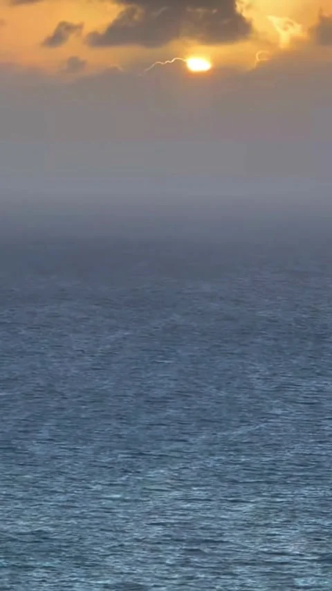 Sunset View Over the Ocean from a Private Balcony Video stock 331947510