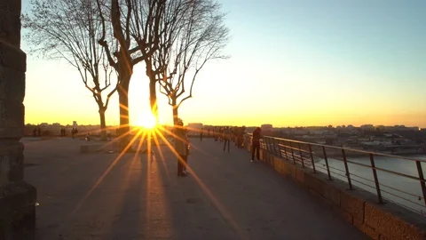 Sunset View Over Oporto And The D. Luís Bridge in Portugal Stock-Footage 92767406