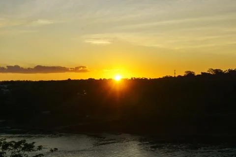 Sunset view over the river  Stock Photos