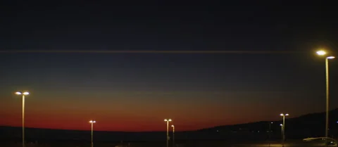 Sunset View Over Santa Monica Beach with Malibu in the Background Stock Footage 299180022