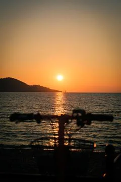 Sunset View Over A Scooter Foto stock
