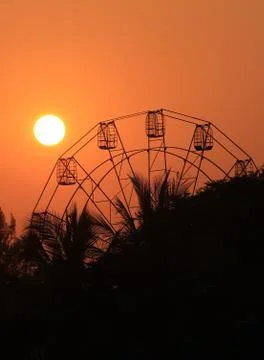 The sunset view on a park. Selective focus. Shallow depth of field. Backgroun Stock Photos