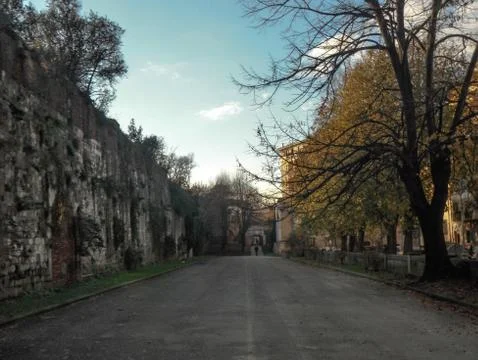 Sunset view of the path towards Pisa Stock Photos