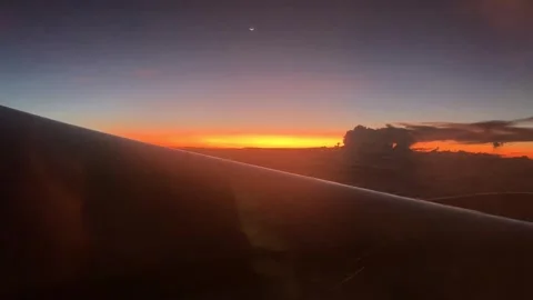 Sunset view from a plane window Stock Footage 341622787