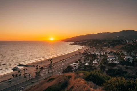 Sunset view from The Point at the Bluffs, in Pacific Palisades, Los Angeles,  Stock-Fotos