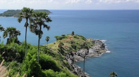 Sunset view Promthep Cape is a mountain in Phuket Video stock 45029162
