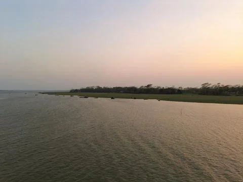 Sunset View In The River Stock Photos