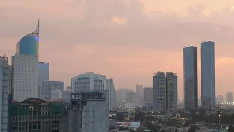 Sunset view from Rooftop building Фото