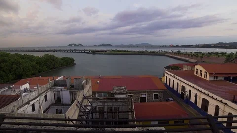 Sunset view from a rooftop in Panama Stock-Footage 81228464
