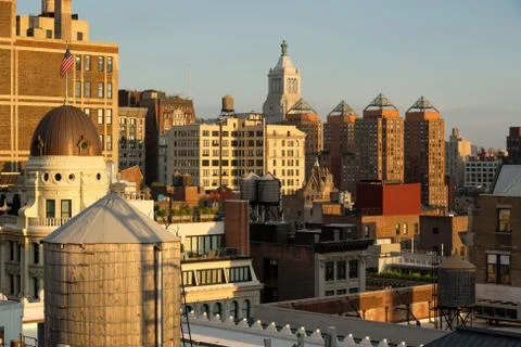 Sunset view of rooftops of the Flatiron District. New York City Stock Photos