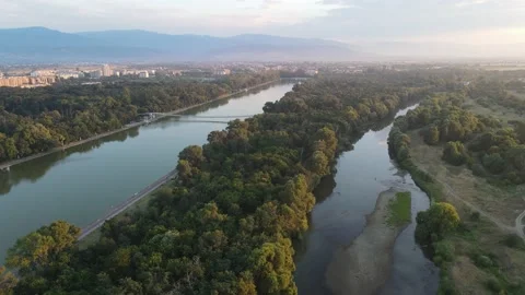 Sunset view of Rowing Venue in city of Plovdiv, Bulgaria Video stock 150615891