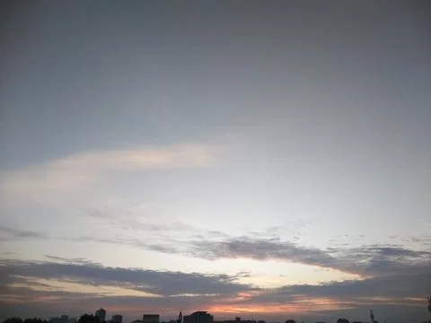 The sunset view with saffron sky Stock Photos