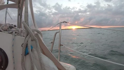 Sunset view from Sailboat anchored at Cayo Costa Stock Footage 175904351