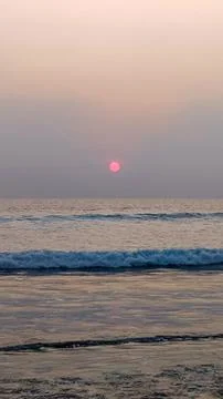 Sunset view with sand on Seminyak beach Bali Stock Photos