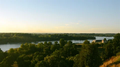 Sunset view Sava and Danube Rivers  in city of Belgrade Video stock 123298017
