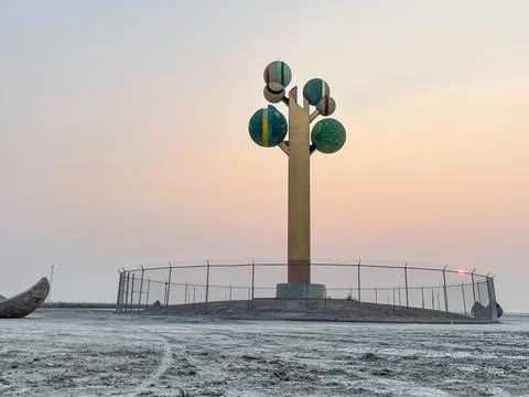 Sunset view of the Sculpture Tree Stock Photos