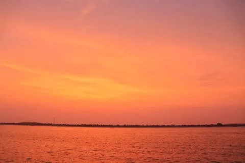 SUNSET VIEW FROM SEA SHORE Stock Photos