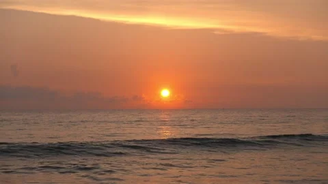 Sunset view sea water wave colorful sky background Phuket Thailand Stock Footage 153381493