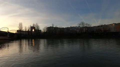 Sunset View of Seine River In Paris, France Stock Footage 238630488