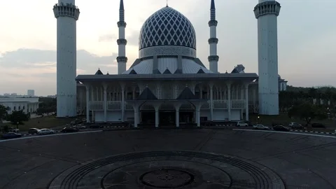 Sunset view of Shah Alam Mosque Aerial View, Malaysia Stock Footage 134425387