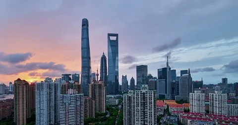 Sunset View Shanghai skyline (4K,Time-lapse) Video stock 83701034