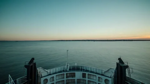 Sunset View from Ship's Deck Stock Footage 303643587