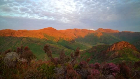 Sunset view of side pike and crinkle crags Stock Footage 346921242
