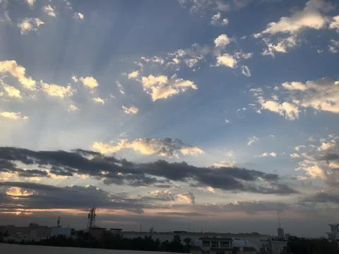 The sunset view in the sky of the city Stock Photos