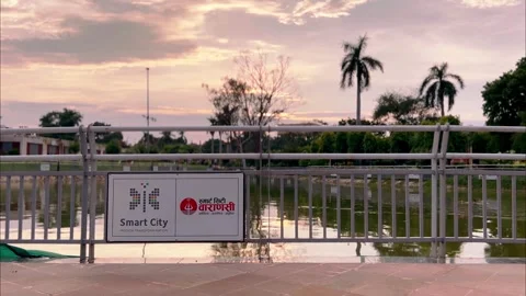 Sunset view from Smart City Varanasi Stock Footage 285420470