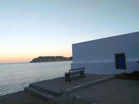 Sunset View of Spinalonga from Crete Stock Photos