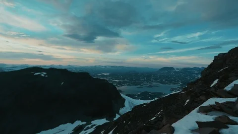 Sunset View From Steep Mountain Top Stock-Footage 94712467