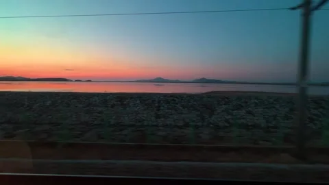 Sunset view from the subway Stock Footage 245493880