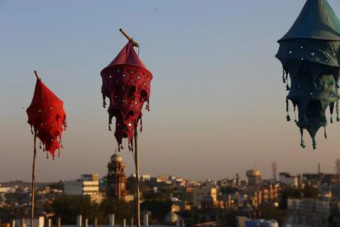 Sunset view from the temple to the city 스톡 사진