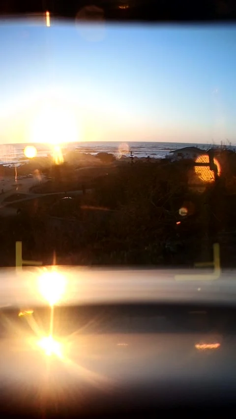 Sunset view through old camera viewfinder Stock Footage 233383007