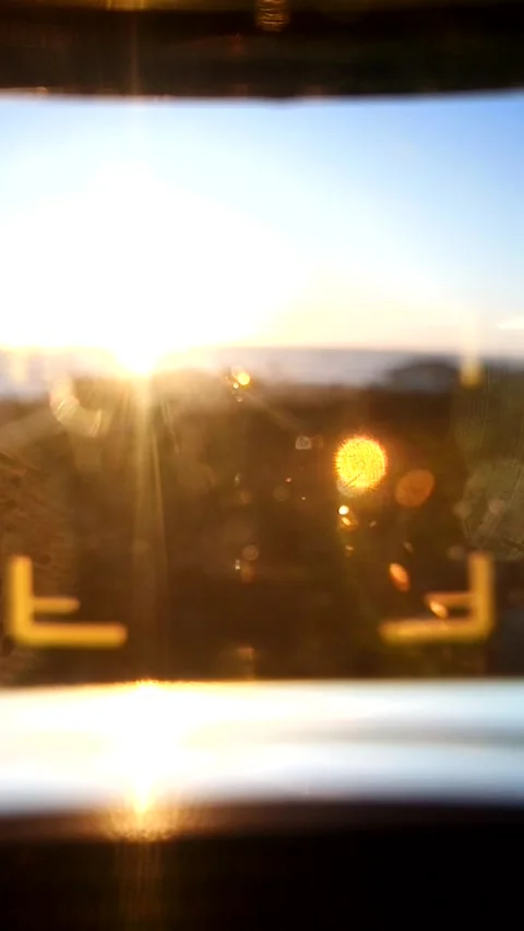 Sunset view through old camera viewfinder Stock Footage 233383028