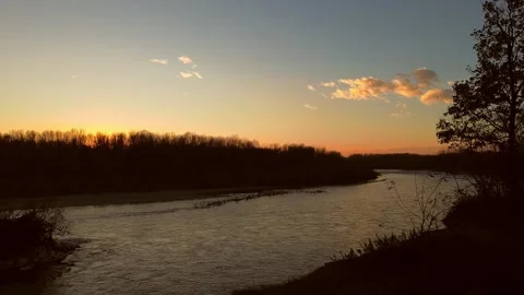 Sunset view on the Ticino river Stock Footage 283409758