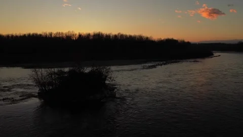 Sunset view on the Ticino river Stock Footage 283410252
